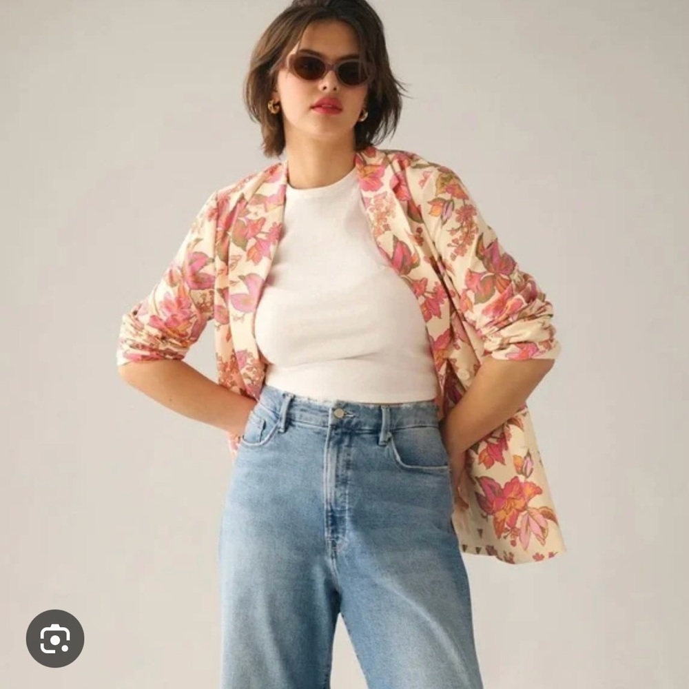 Anthropologie Dolan Floral Blazer in Pink and Cream